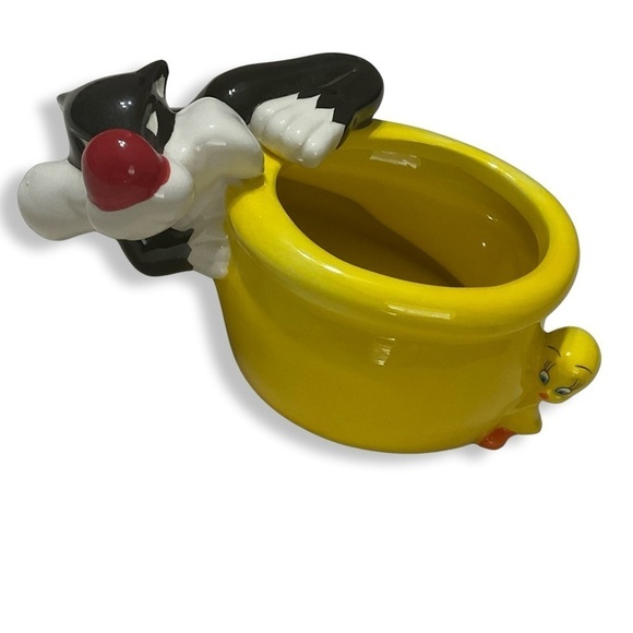 VTG Sylvester Chasing Tweety Bird‎ Ceramic Planter Pot Looney Tunes Warner Bros - Picture 5 of 9